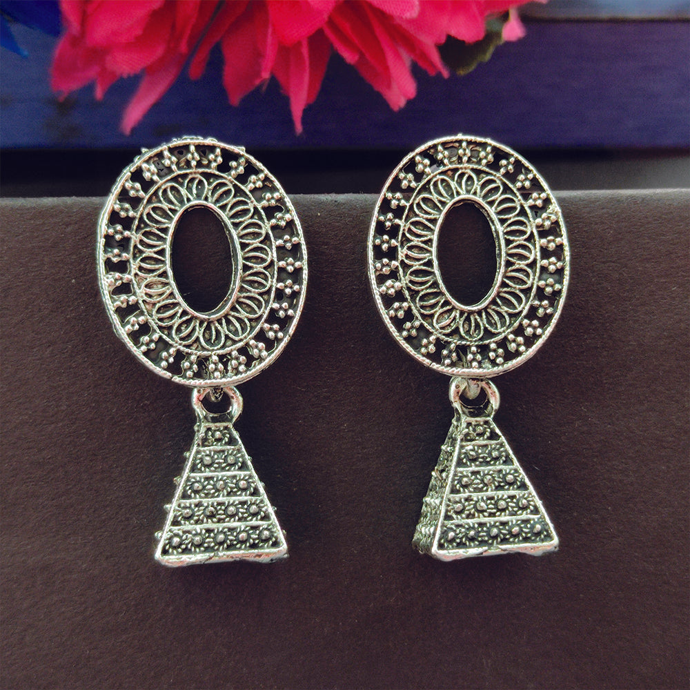 ze Oxidised Plated Jhumki Earrings