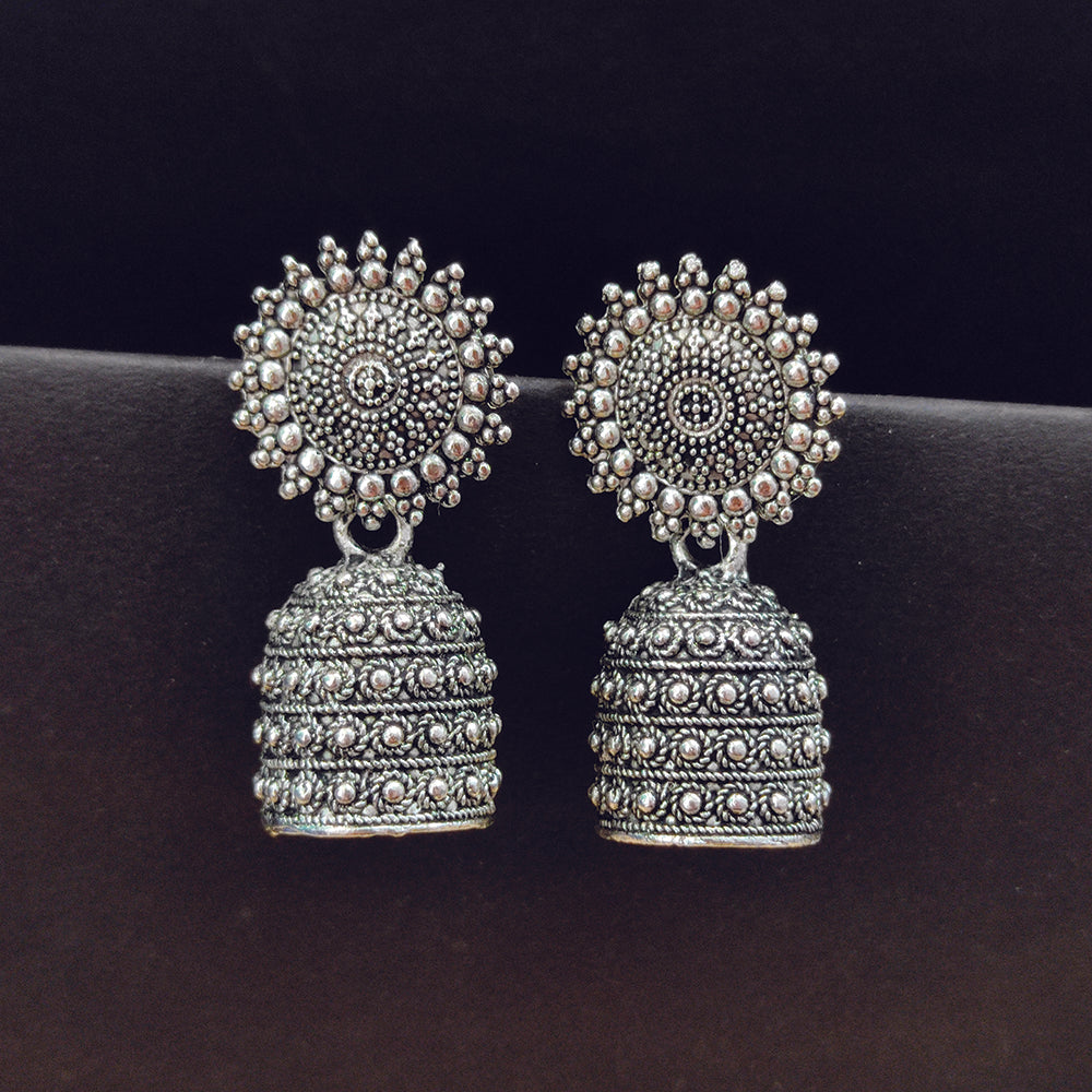 Oxidised Plated Jhumki Earrings