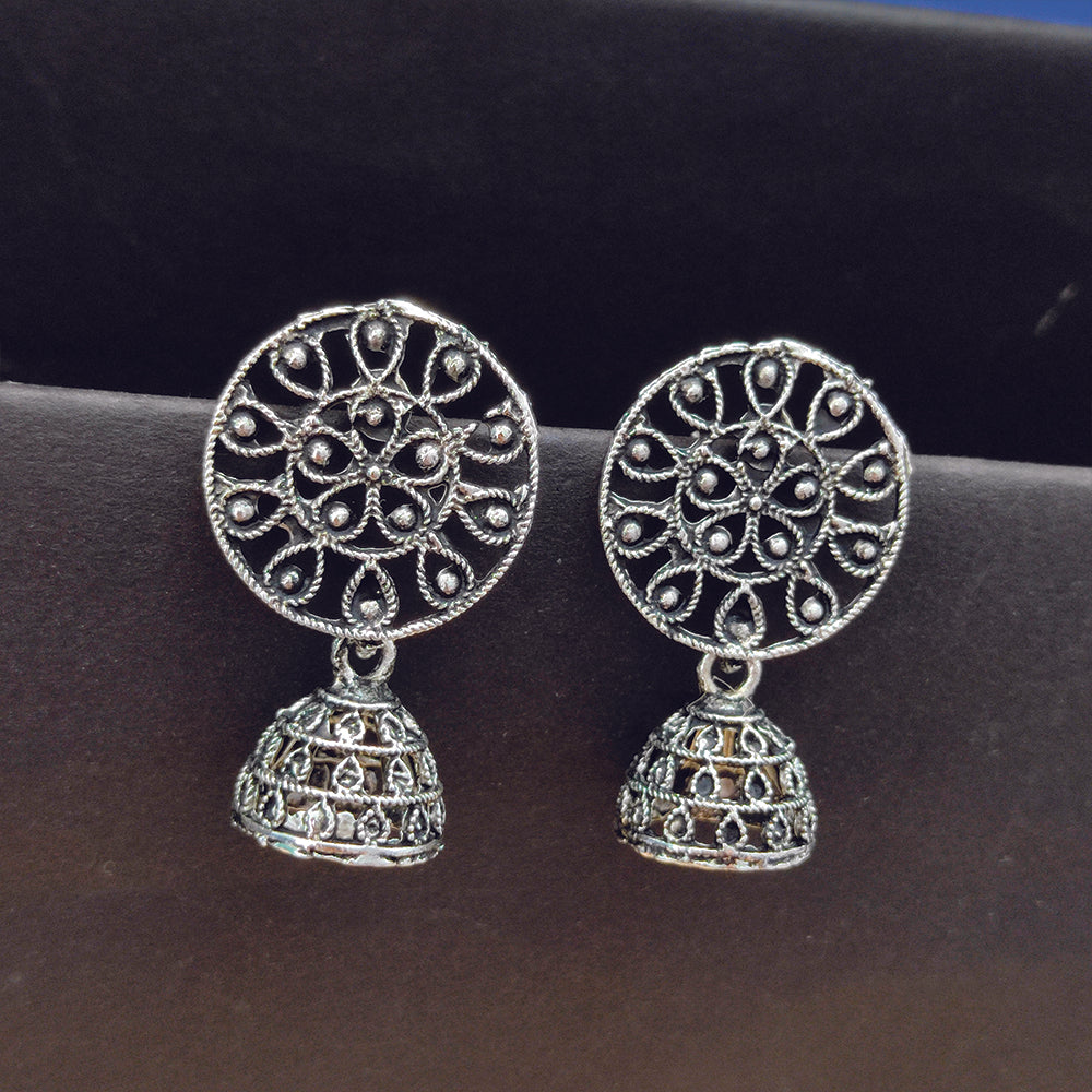 Oxidised Plated Jhumki Earrings