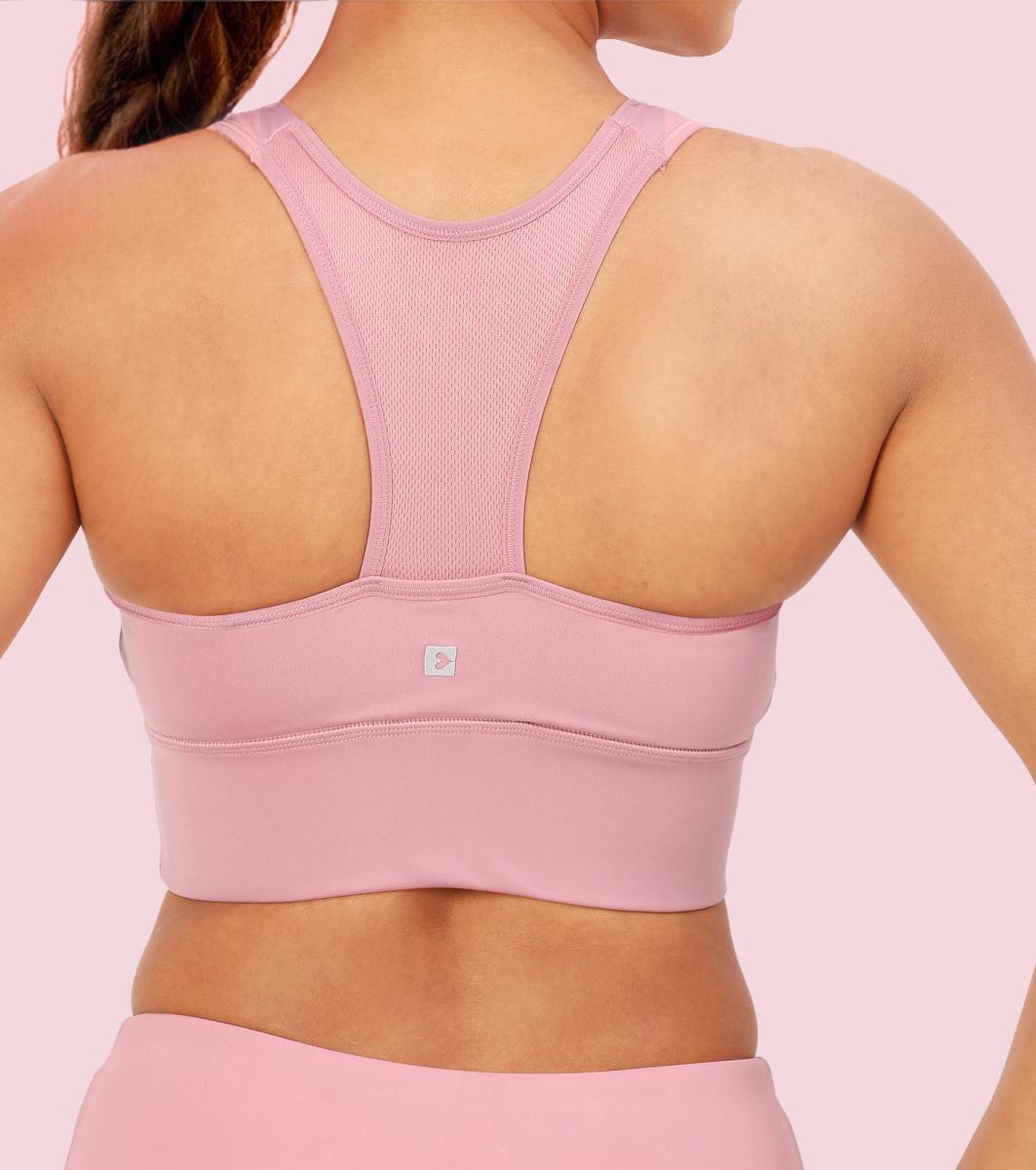 Enamor Wide Straps Seamed T-back Basic Workout Sports Bra - Quick Dry, Antimicrobial, Removable Padding, Non-Wired, Full Coverage - A202 (Lilas)