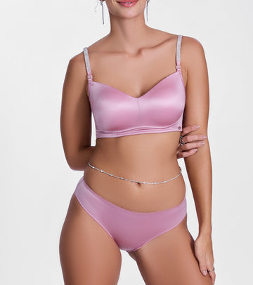 Enamor P184 Smooth Stretch Satin Bikini Panty for Women - Low Waist, Outer Elastic, Medium Coverage (Cosmetic Pink)