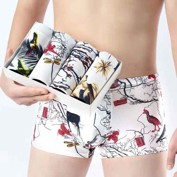 Men's Boxer Shorts-Breathable XL Size Mid-Waist Underwear Pants
