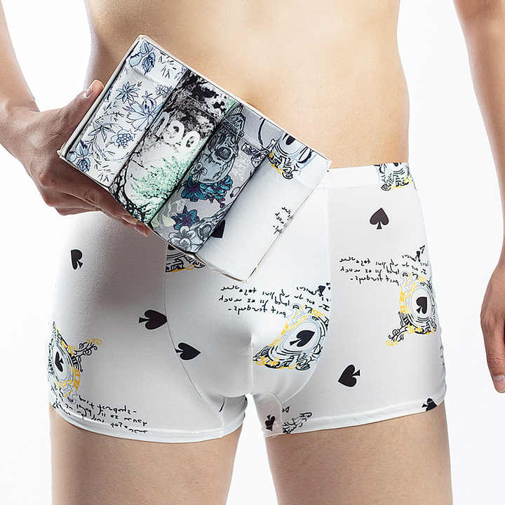 Men's Boxer Shorts-Breathable XL Size Mid-Waist Underwear Pants