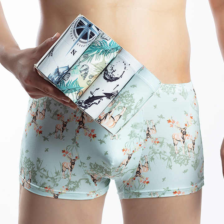 Men's Boxer Shorts-Breathable XL Size Mid-Waist Underwear Pants