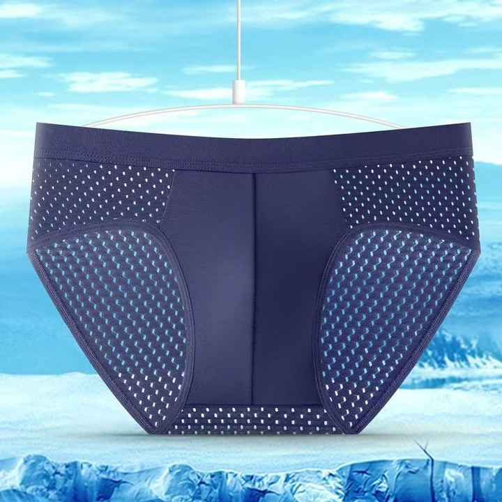 2025 Men's Cooling Underwear Ice Silk Mesh Boxer Briefs Multi-Colored Stretch