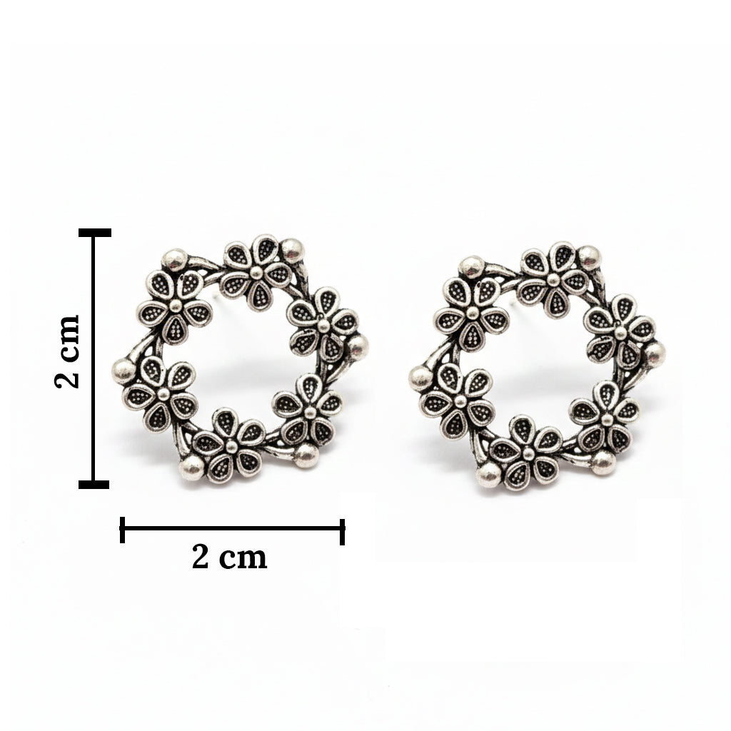 JewelMaze Oxidised Plated Pack of 2 Assorted Studs Combo