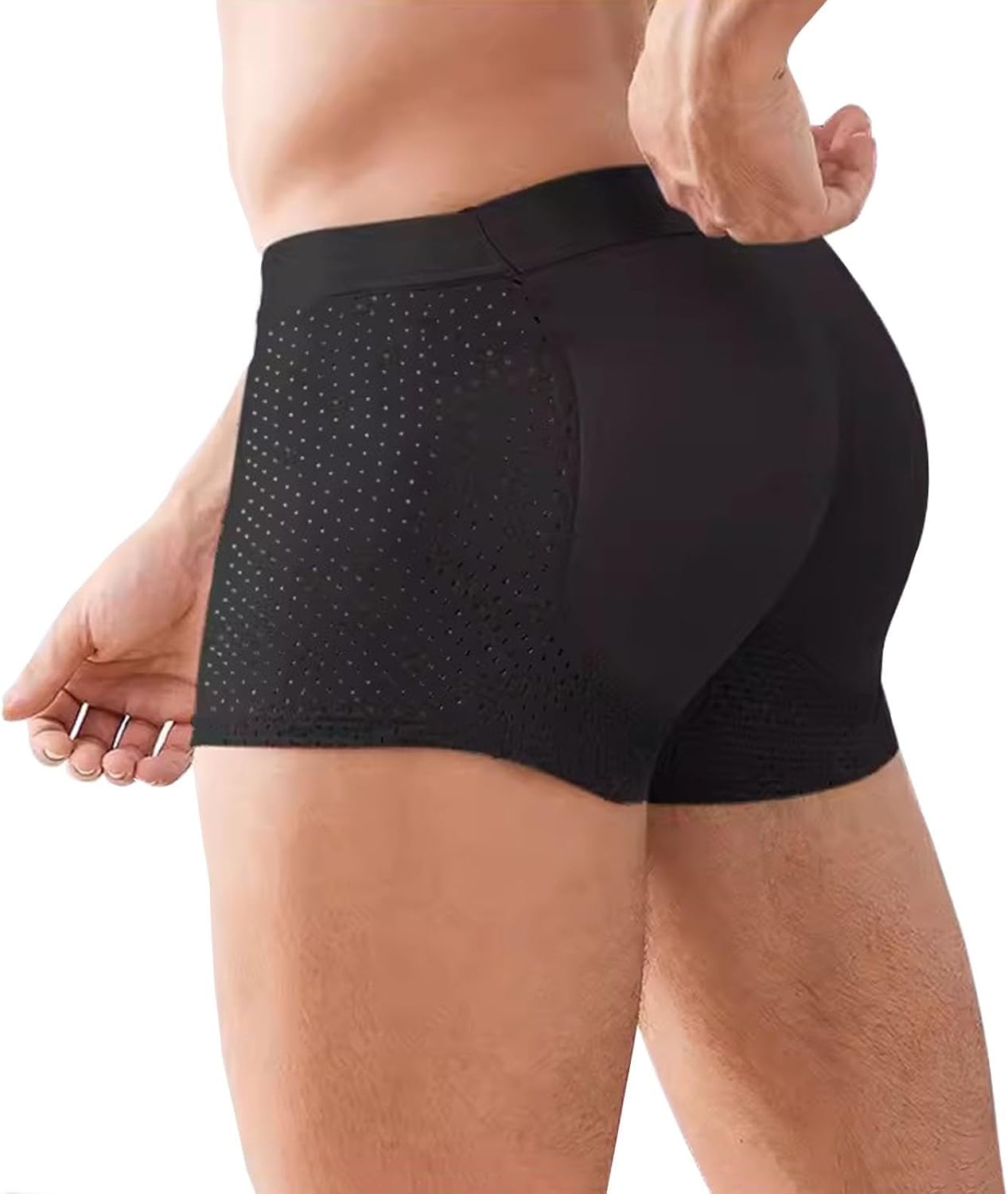 Nylon Ice Silk Breathable Men's Underwear, Mens Padded Butt Underwear Boxer Shape Enhancer Briefs