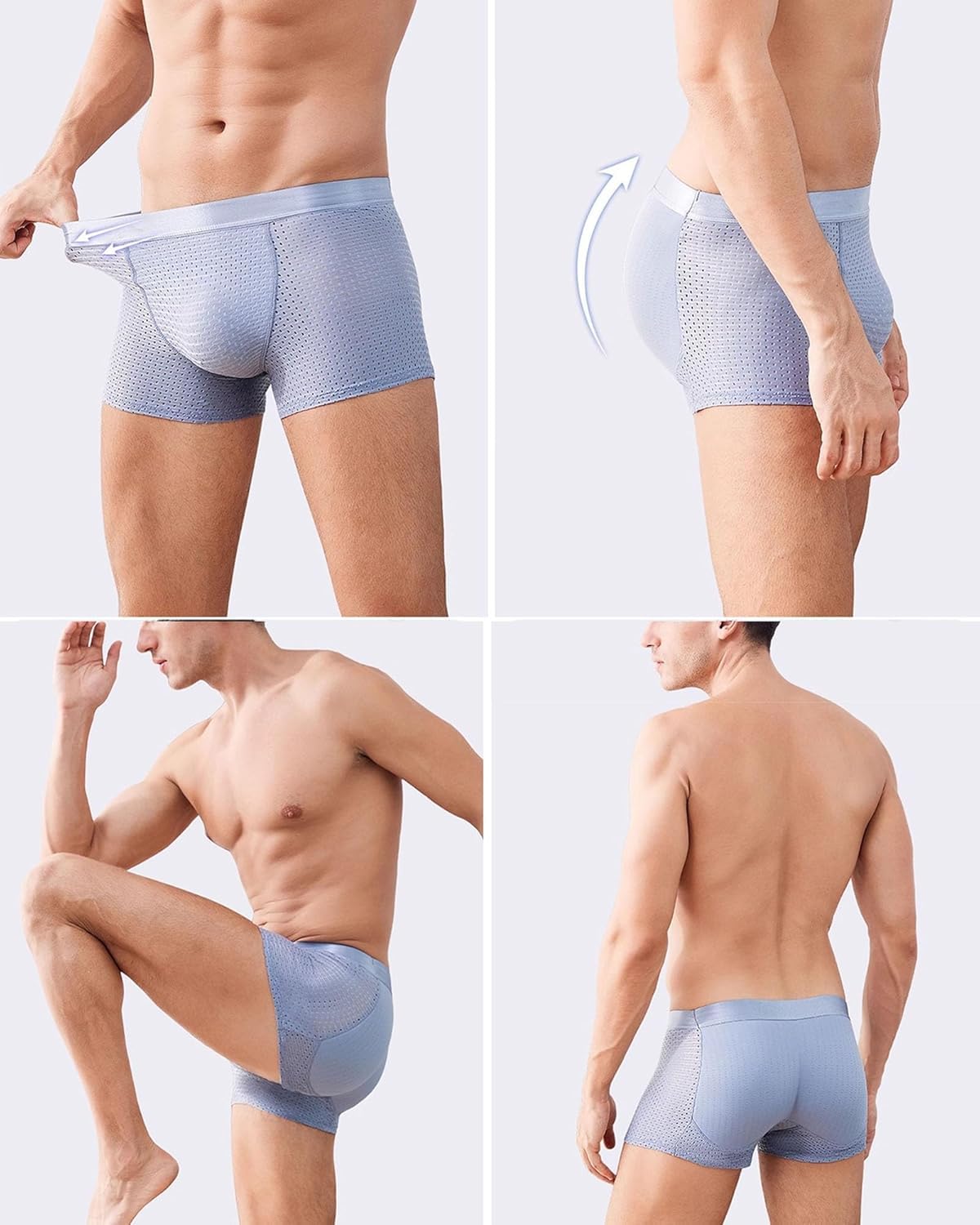 Nylon Ice Silk Breathable Men's Underwear, Mens Padded Butt Underwear Boxer Shape Enhancer Briefs