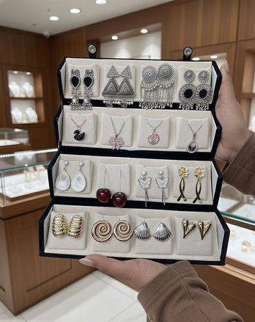16 PC OXIDISED JHUMKA + BLUE BOX