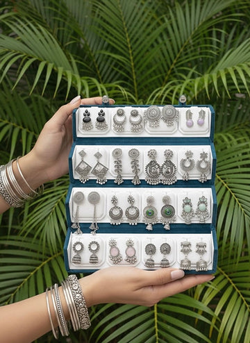 16 PC COLOUR JHUMKA + RED BOX