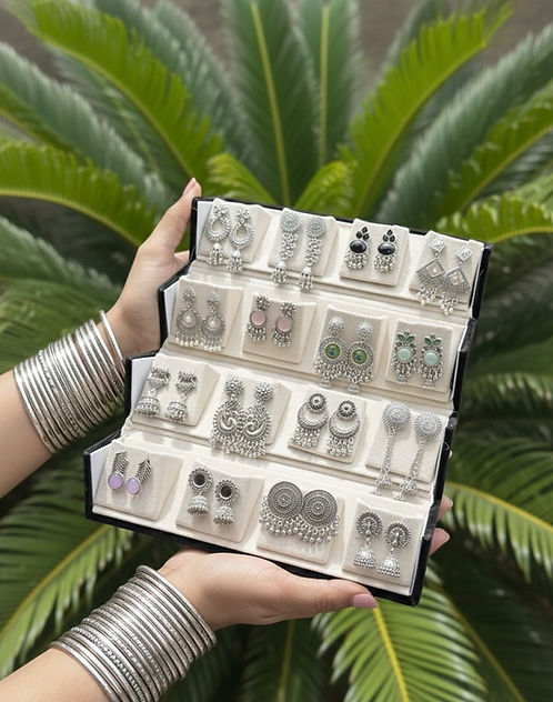 16 pair of beautiful Jhumka set – with organiser Box