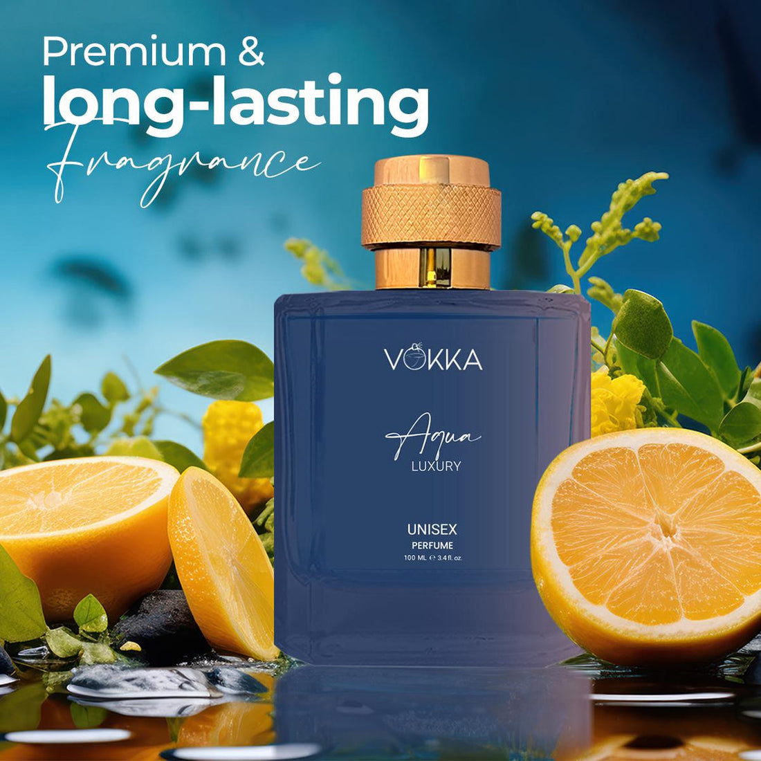 VOKKA Oud & Aqua 200 ml Pack of 2 x 100ml Unisex Luxury Long Lasting Perfume